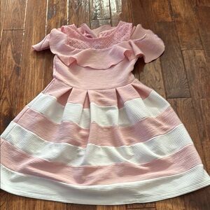 Pink and White Striped Kids Dress size 8